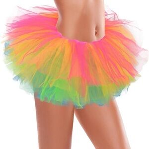 Walmart Rainbow Peacock Holly Organza Mini Skirt Red Yellow Blue Orange X Large